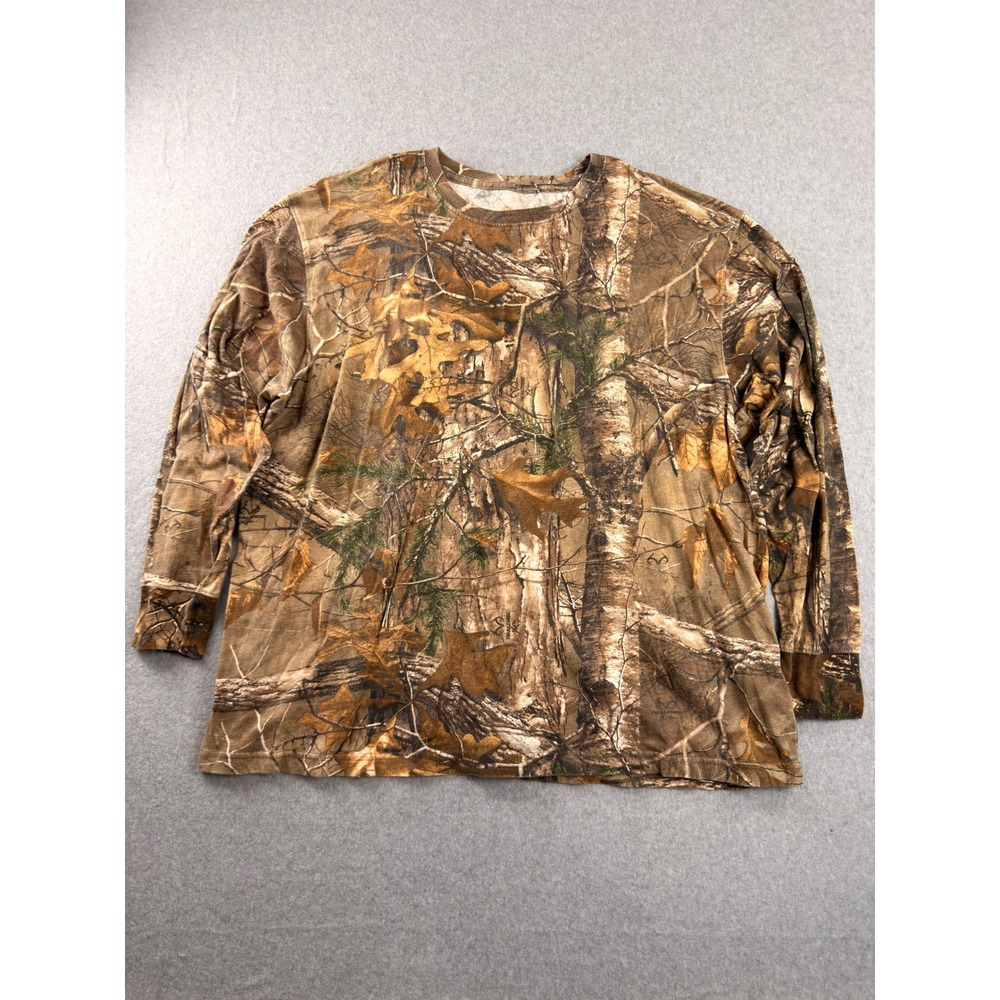 Game Winner Mens 2XL RealTree Camo Long Sleeve T-Shirt Cotton Hunting Top Brown